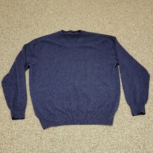 Davis & Squire Navy V Neck Grandpa Cashmere Sweater. Men's Large